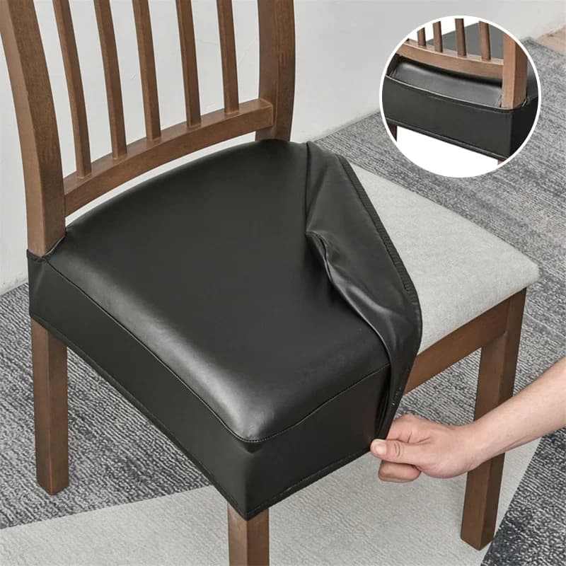 1PC Waterproof PU Leather Chair Seat Cover Dining Room Chairs Covers Removable Elastic Cushion Covers for Banquet Hotel Chair