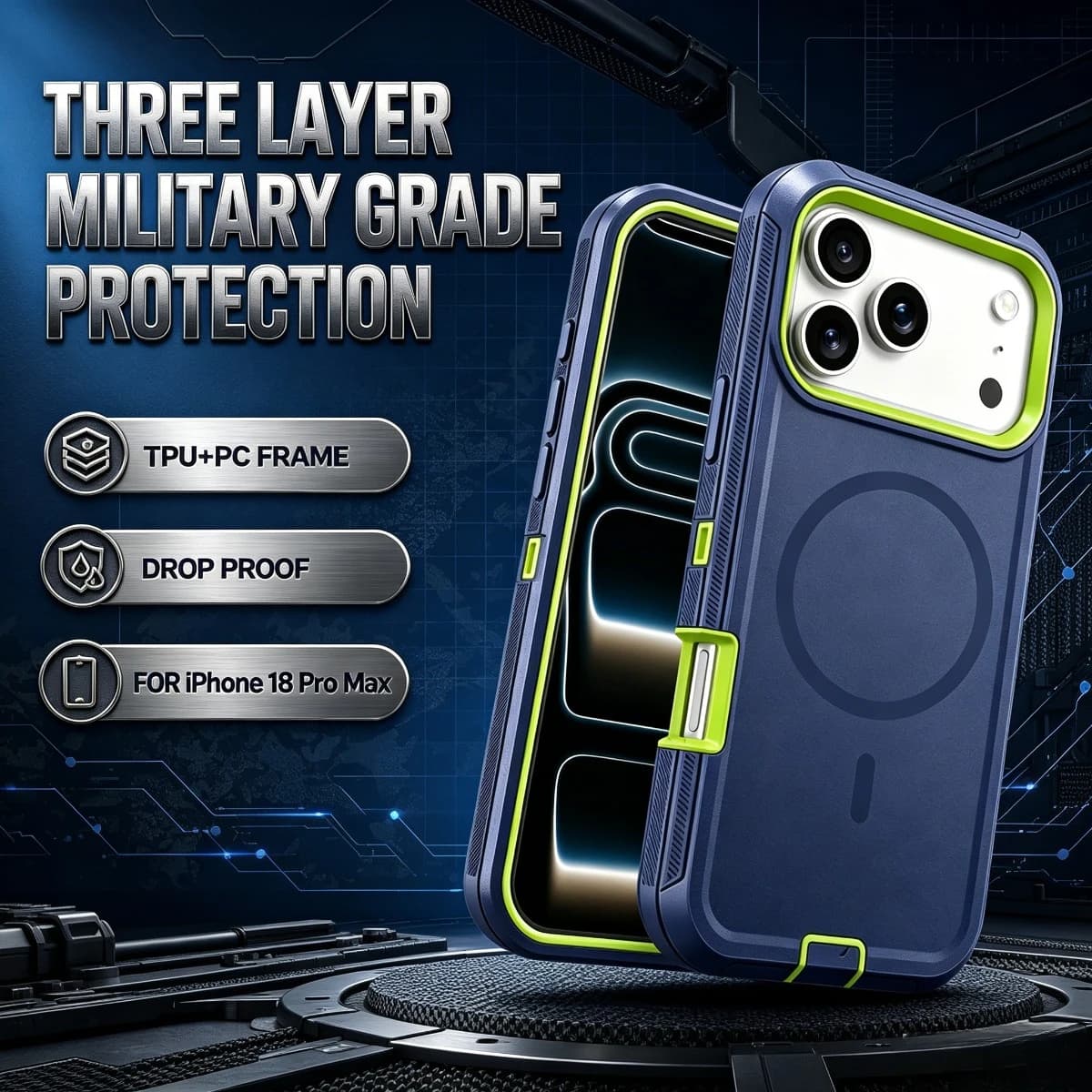 3IN1 Rugged Armor Tough-Box Magnet Case For iPhone 18 Pro Max 17 16 15 14 Plus For MagSafe Charging Heavy Duty Dropproof Cover