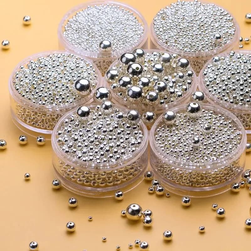 Perline rotonde in argento sterling 925 autentico, perline distanziatrici, creazione di gioielli, perline sfuse, ricerca per accessori per collane, braccialetti fai da te