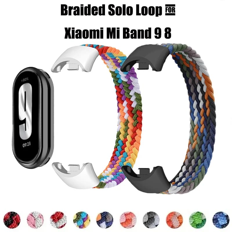 Anello singolo in nylon per Xiaomi MiBand 9 Accessori NFC Bracciale reloj ufficiale per smartwatch intrecciato elastico per cinturino Miband8
