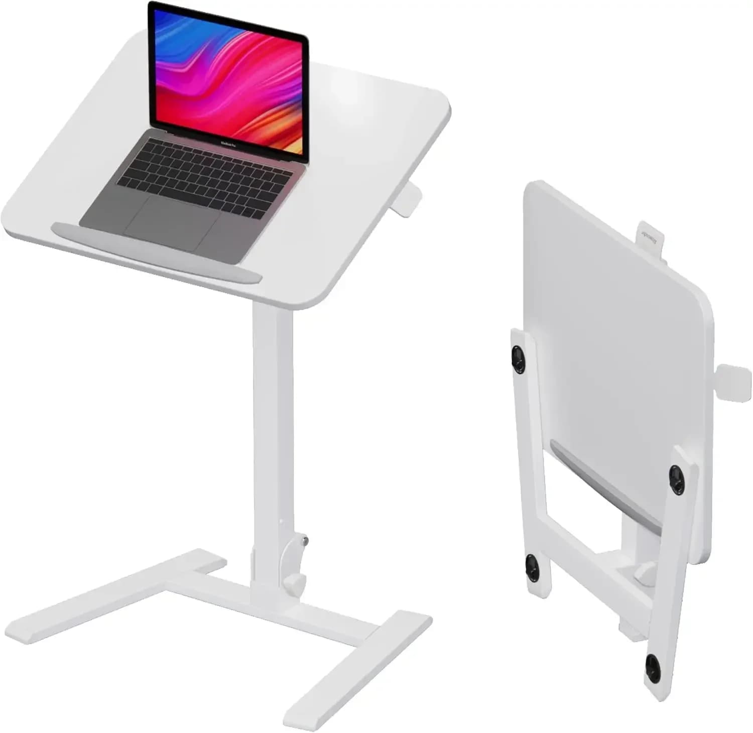 Scrivania pieghevole mobile da 25 pollici - Scrivania sit-stand senza montaggio, scrivania per laptop regolabile in altezza, scrivania portatile salvaspazio con