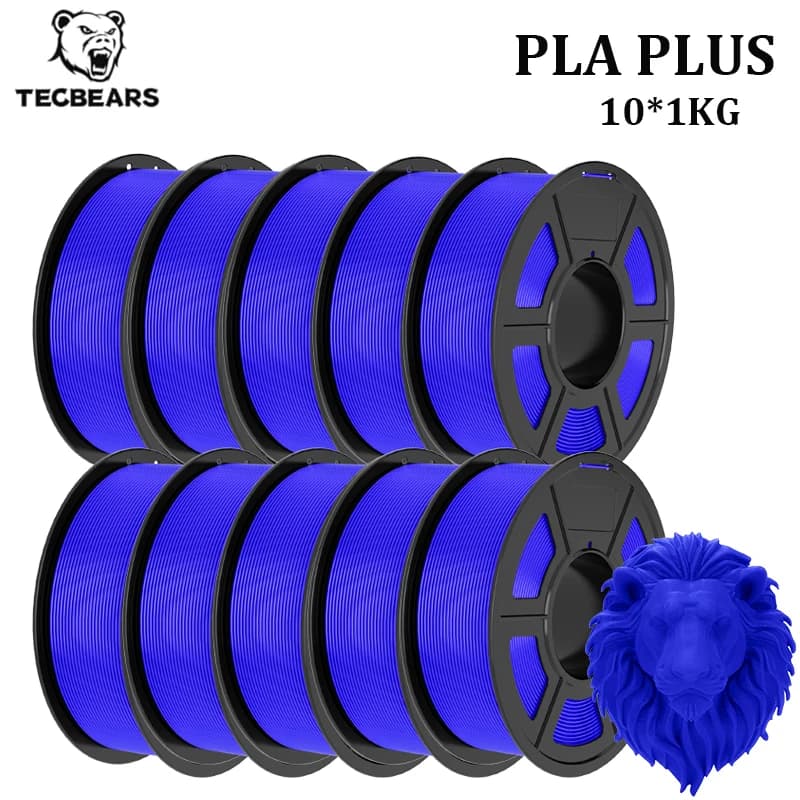 3D Printer TECBEARS PLA Plus, 10 10 10KG Rolls, PLA+ Wrap with Care, High Resistance, Without Bubbles, for 3D Printers and 3D Pens