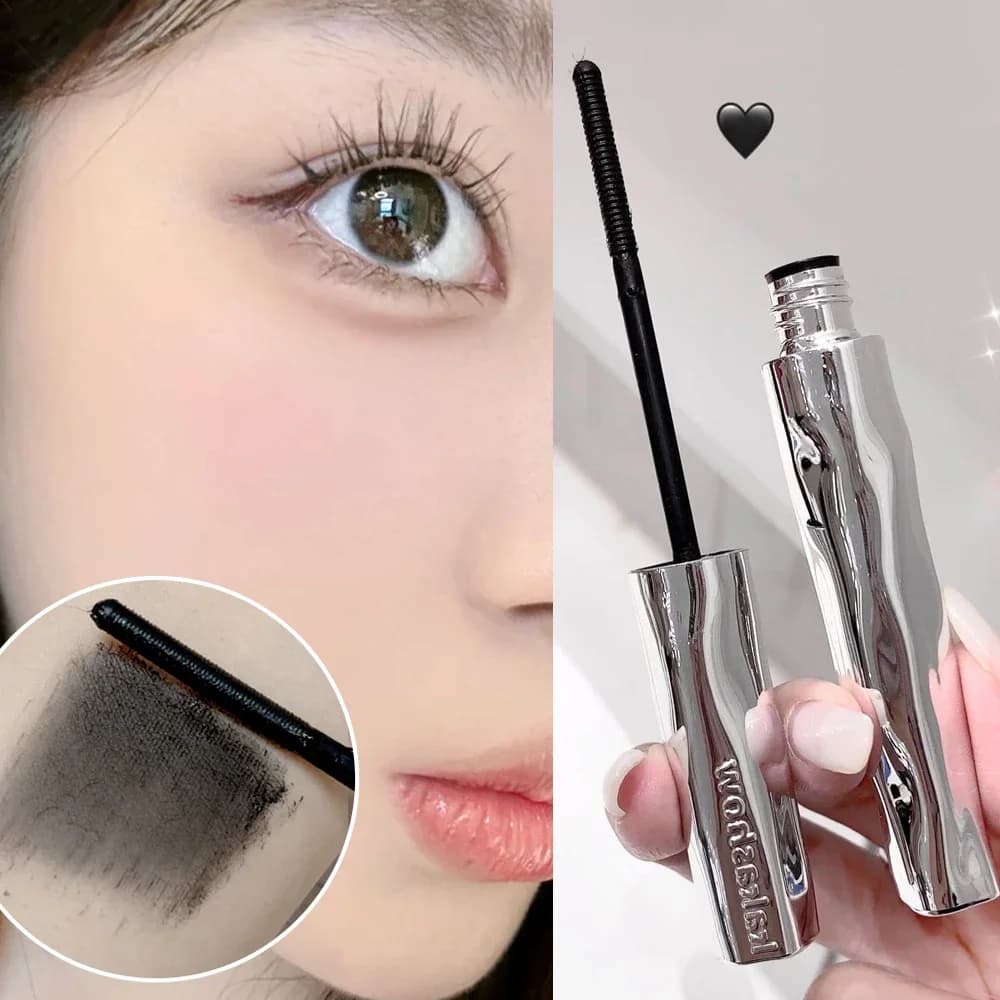 Curl Small Silver Stick Mascara Fibra allungante naturale Estensioni ciglia arricciate lunghe nere Facile da indossare Trucco occhi sexy