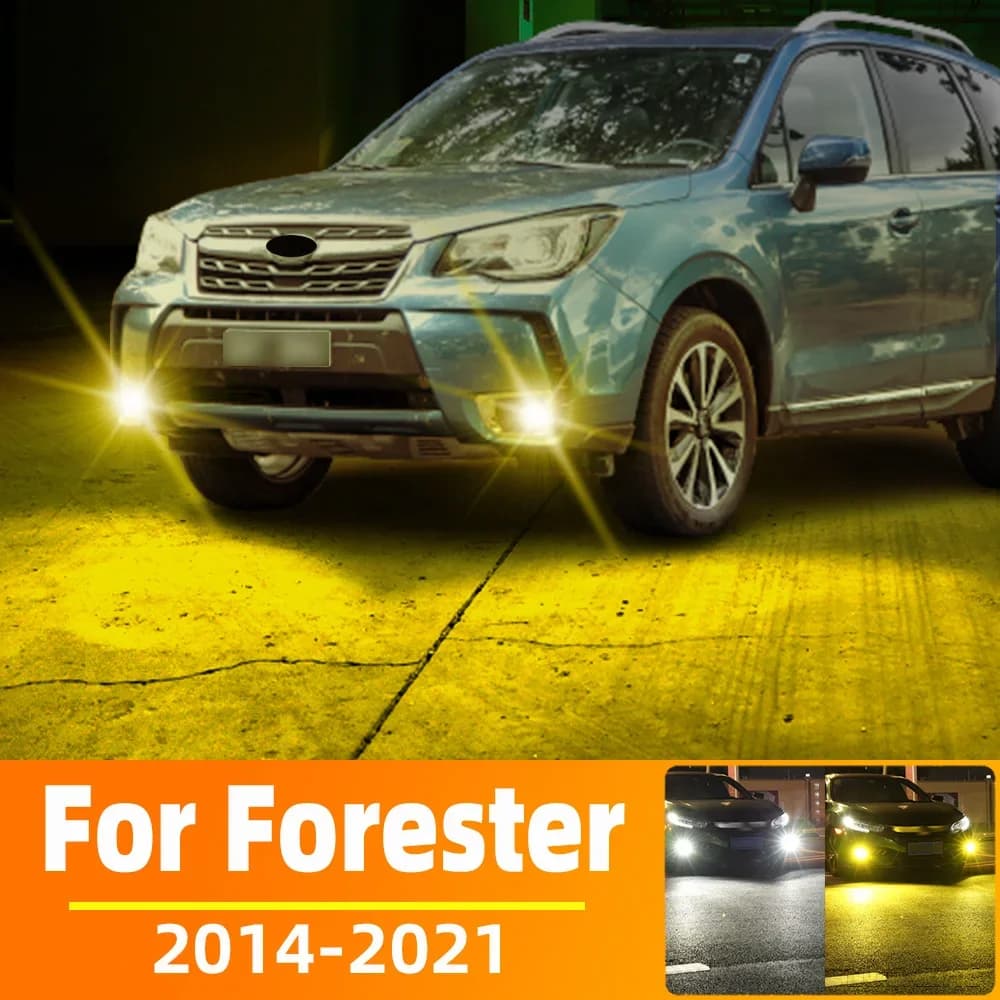 2Pcs LED Fog Lamp Bulbs For Subaru Forester 2014 2015 2016 2017 2018 2019 2020 2021 Double Colors Front Driving Light