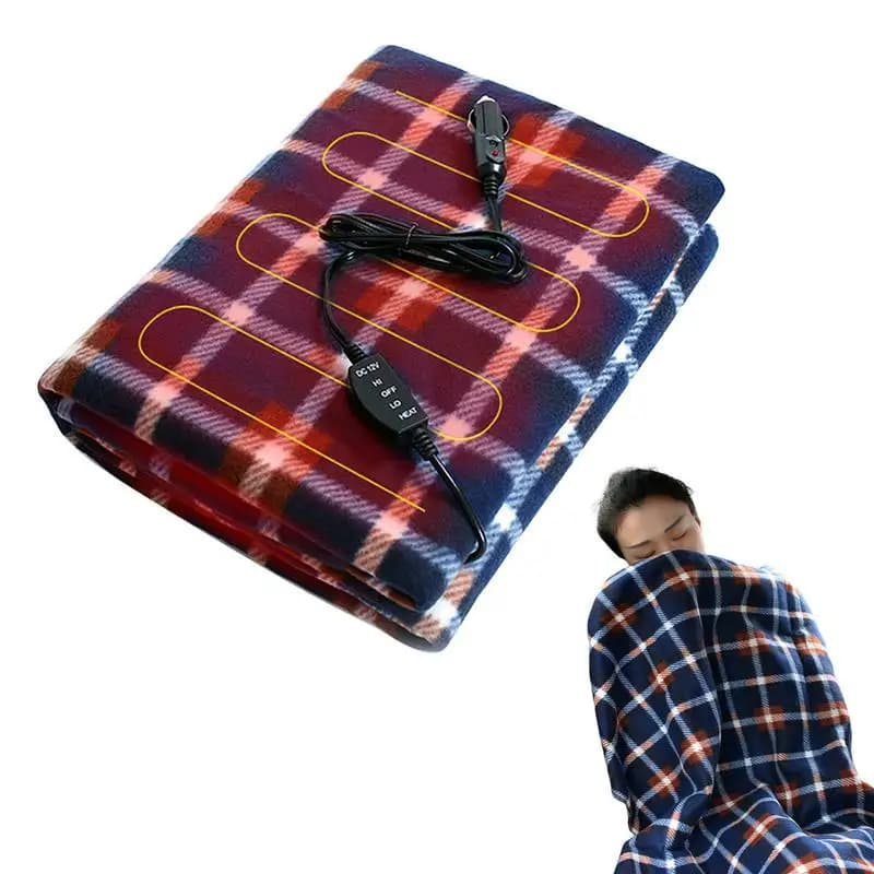 Coperta riscaldante per auto 12V Spina per sigaretta Coperta da viaggio Coperta elettrica da campeggio calda invernale per accessori per auto camion camper