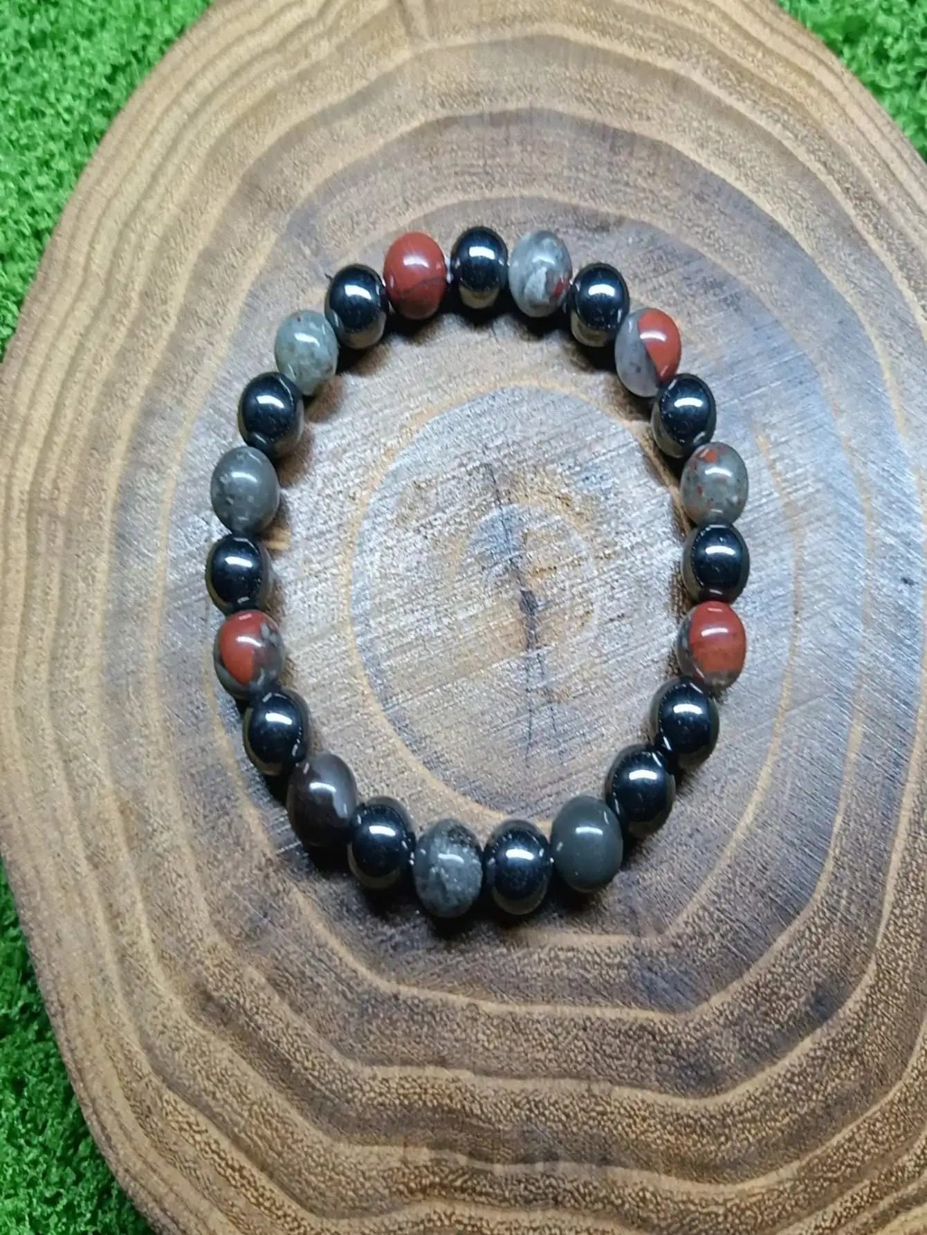 Natural African Bloodstone Turquoise Beaded Bracelet, Unisex Handmade Stone Wrist Jewelry, Daily Wear Accessory for Men Women