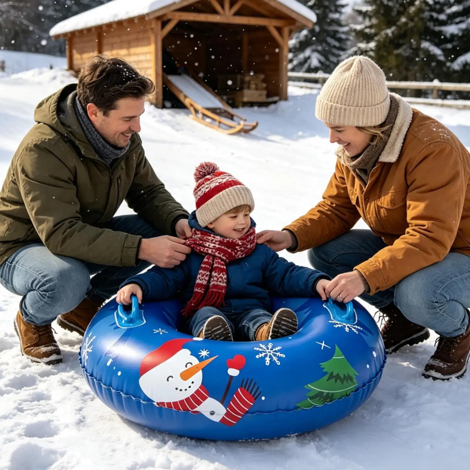 Snow Tube Inflatable Round Snow Sliding Tube With Handle Outdoor Sledding Ring For Outdoor Winter Driveway Walkway Pool Beach
