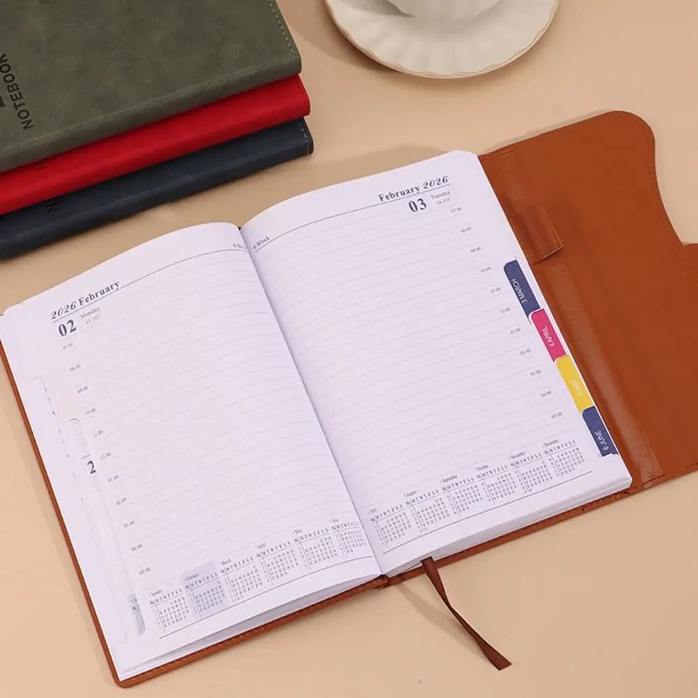 Agenda 2026 in Inglese, Blocco Note per Pianificazione 12 Mesi, Copertina Magnetica in PU, Lista delle Cose da Fare, Segnalibro, Semplice Planner per Ufficio e Lavoro