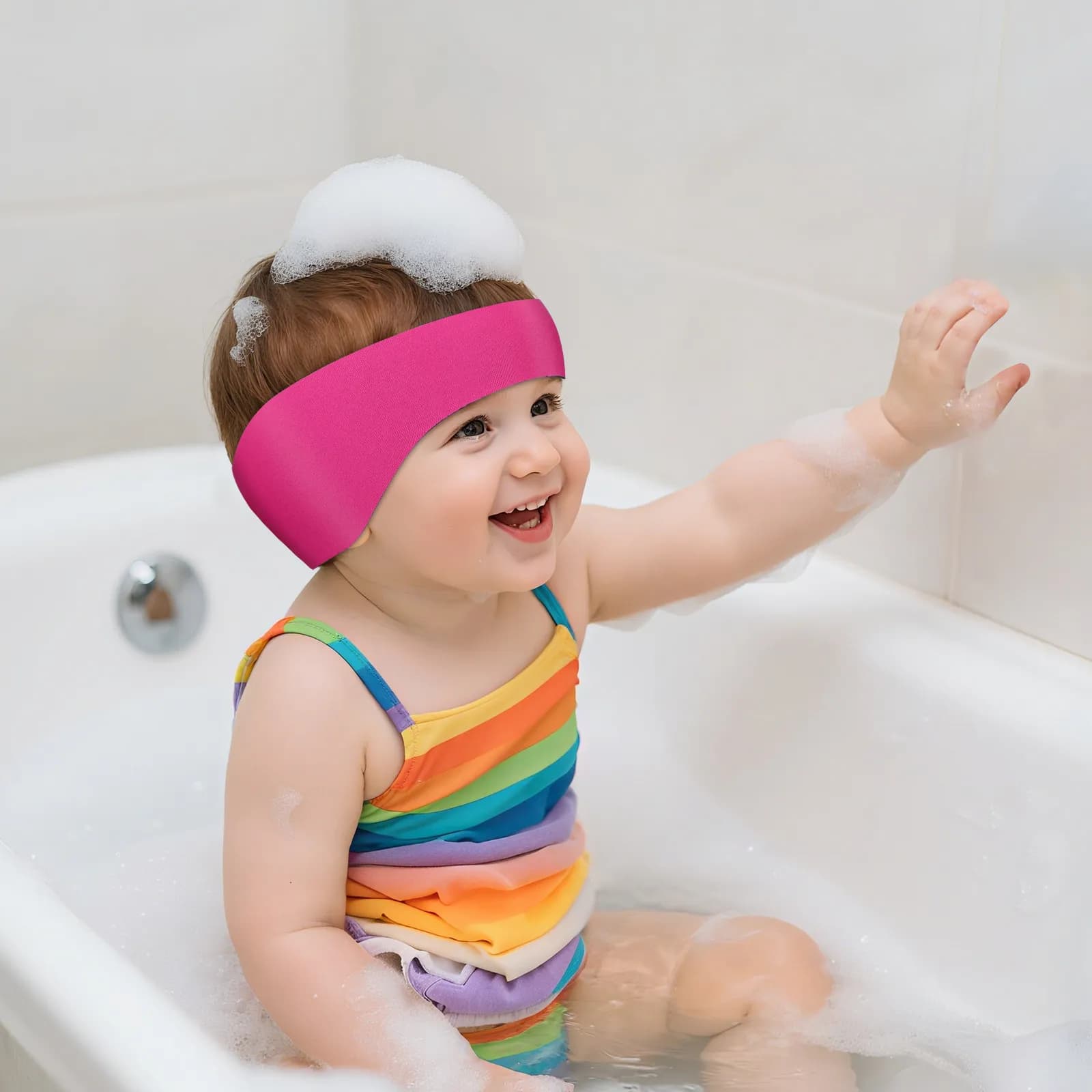 2 Pezzi Fascette per Capelli Impermeabili e Riutilizzabili per Bambini, Protezione Orecchie per Nuoto, Regolabili, per Bagno e Sport