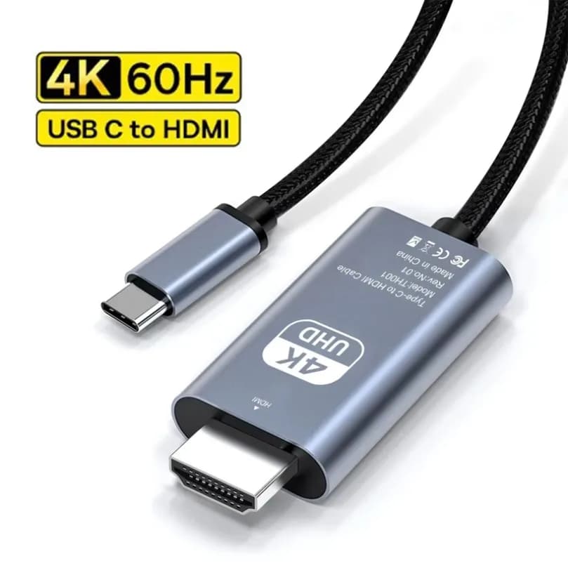 4K 60Hz USB C to HDMI-Compatible Cable Adapter HDTV Converter Cable for iPhone 15 TV Converter MacBook Air iPad Samsung Laptop