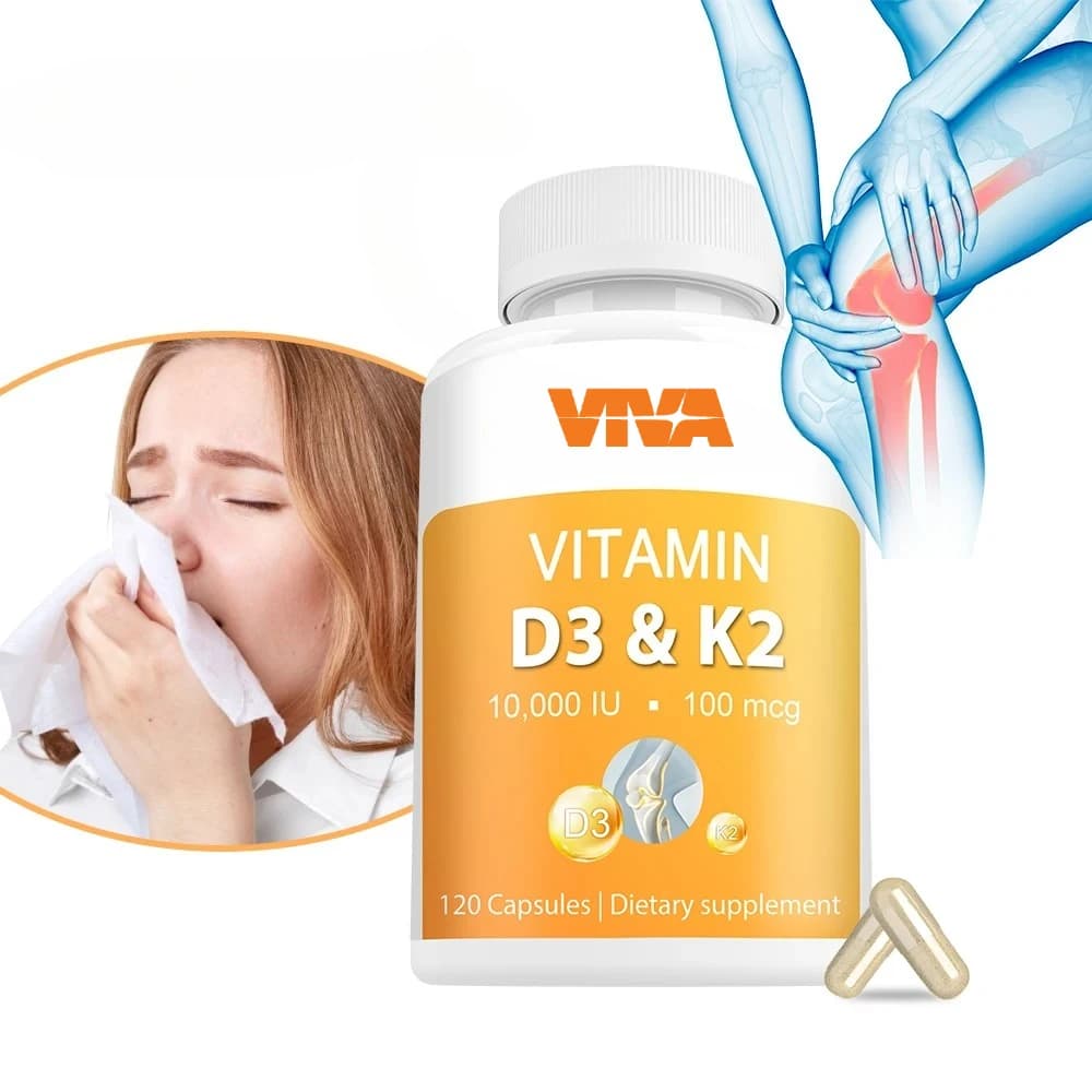 Vitamin K2 + D3 Supplement Capsules - Supports Joint, Bone, Heart and Immune System Health and Promotes Calcium Absorption