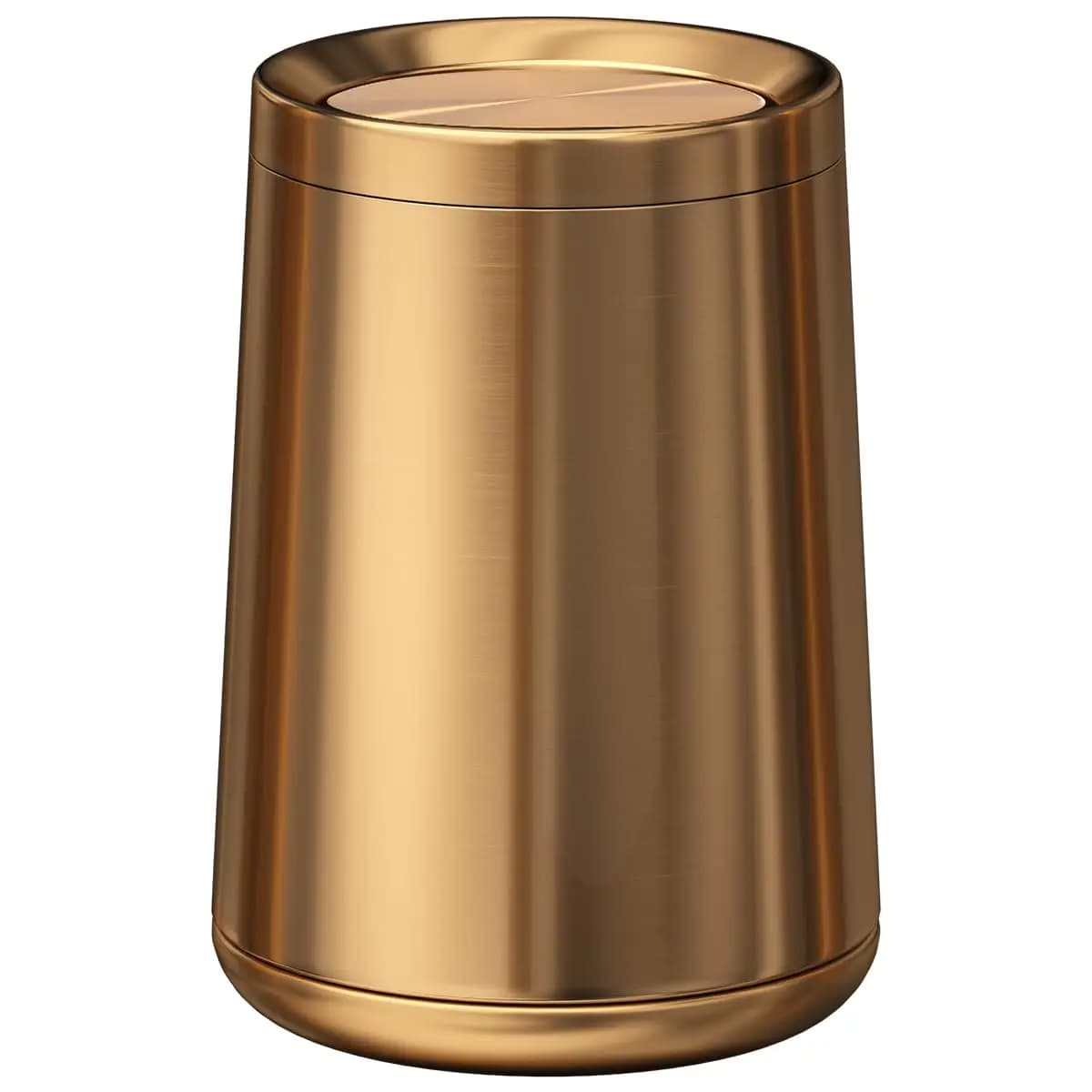 Cestino per Rifiuti in Ottone Dorato da 10 Litri con Coperchio Basculante, Finitura Nichel Spazzolato, per Bagno, Casa e Hotel