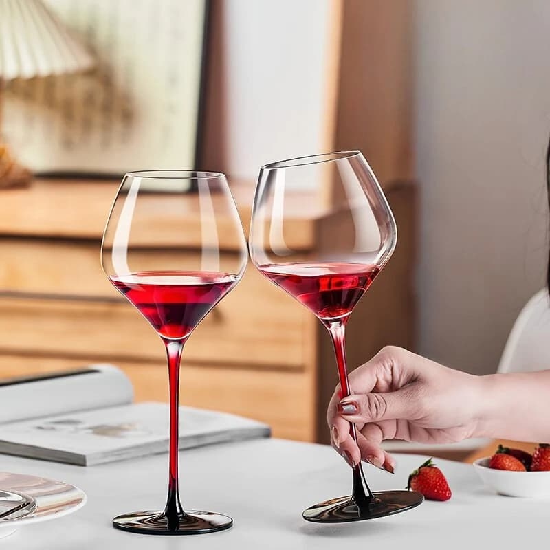 Bicchiere da vino rosso in cristallo, calice da formatura integrato senza piombo traslucido
