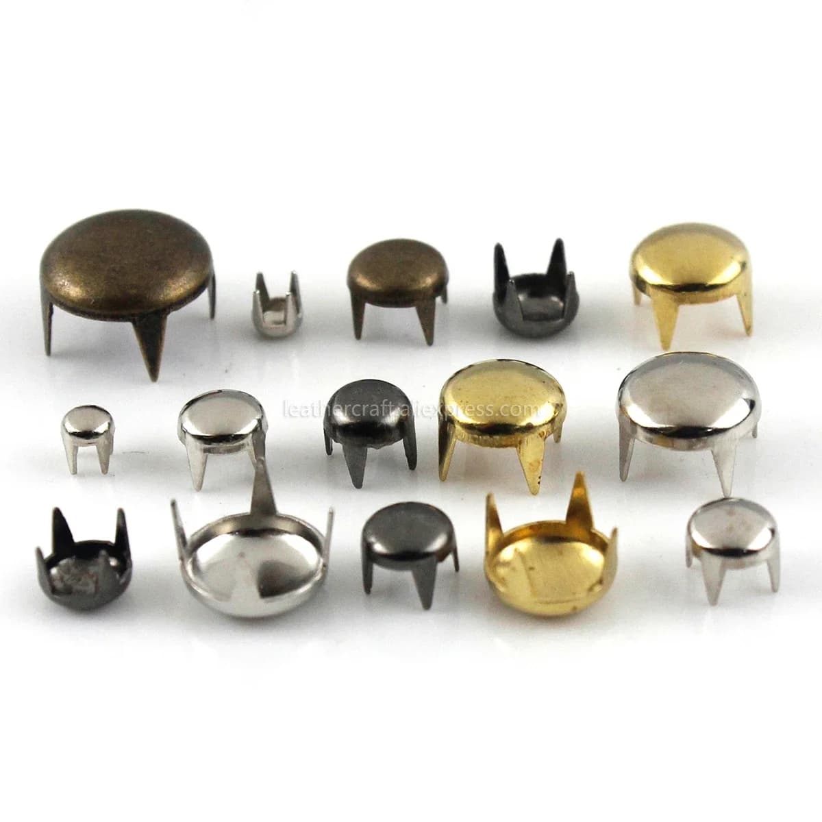 100set 7-16mm metallo rotondo berretto artiglio rivetti borchie borsa artigianale in pelle cintura indumento scarpe collare accessori decorativi