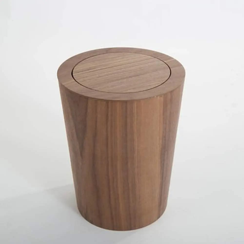 Bidone della spazzatura da 9 litri con coperchio Bidoni per rifiuti Cestino per rifiuti in legno massello Strumenti per la pulizia della casa Bidone della spazzatura rotondo Copertura oscillante Cestini portaoggetti per ufficio