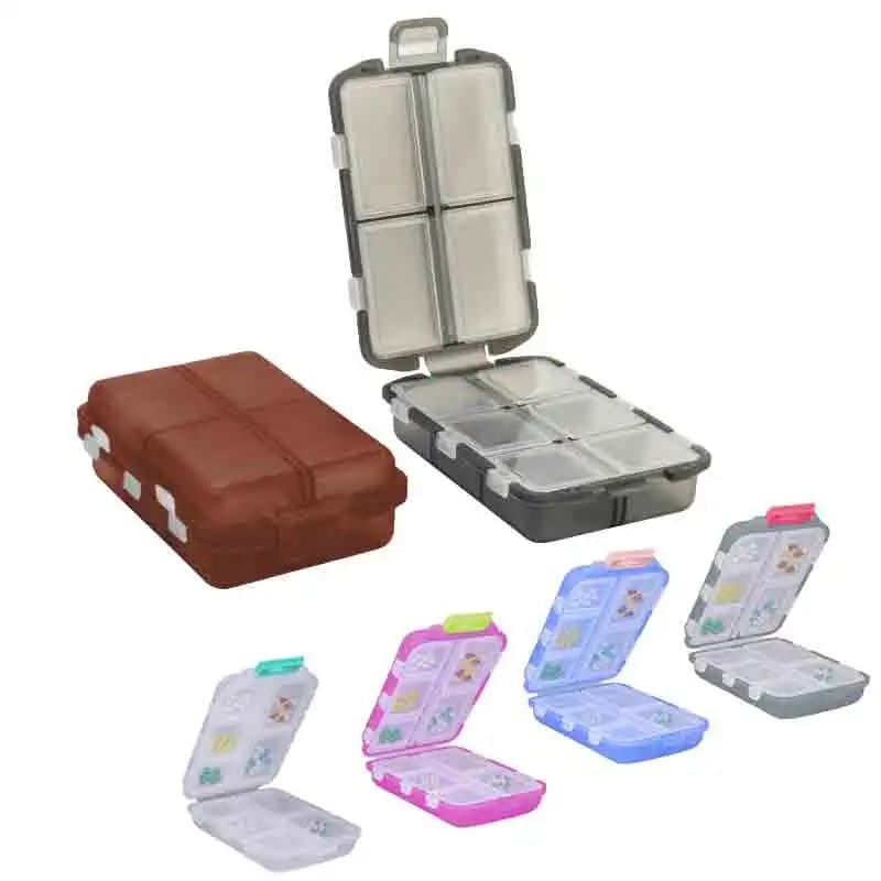 Convenient dispenser for travel pills, laptop, pocket, pharmacy medicine box, small case, 10 grills, to store vitamins, fish oil