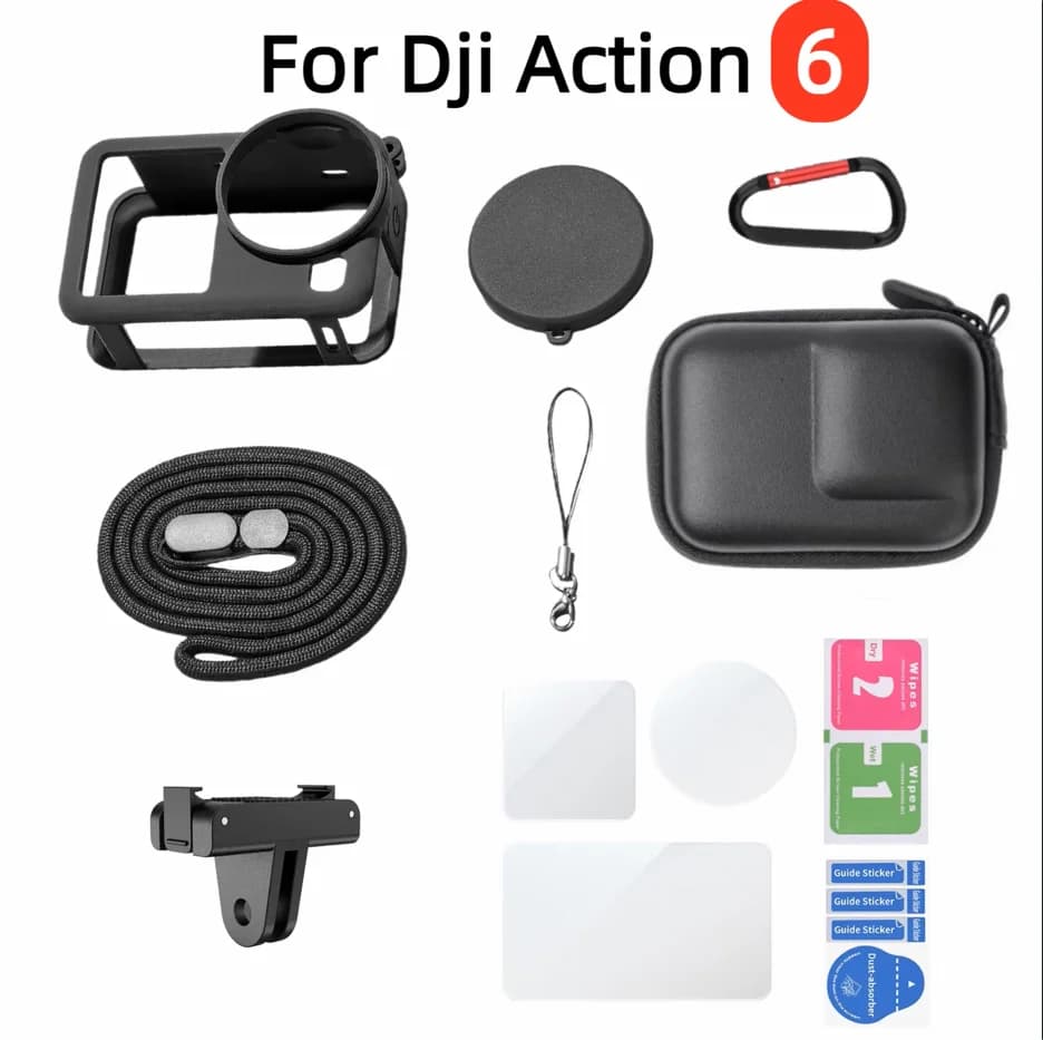 For DJI Osmo Action 6 Camera Accessory with Lens Guard Silicone Protective Cover Screen Protectors Case Magnetic Adapter Base