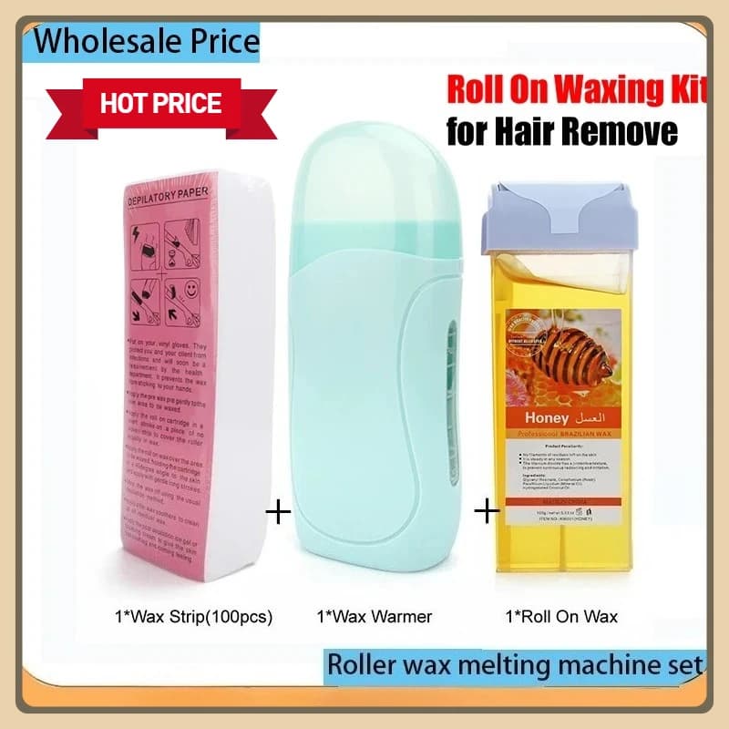Kit Depilatorio 2026: Rullo Depilatorio, Scaldacera a Cartuccia, Attrezzatura Professionale per la Rimozione dei Peli, Unisex, Roll-on