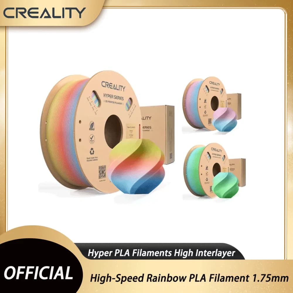 High Speed Rainbow PLA Filament Creality 1.75mm 1KG, High Interstructural Hyper PLA Filaments, 3D Printing Material