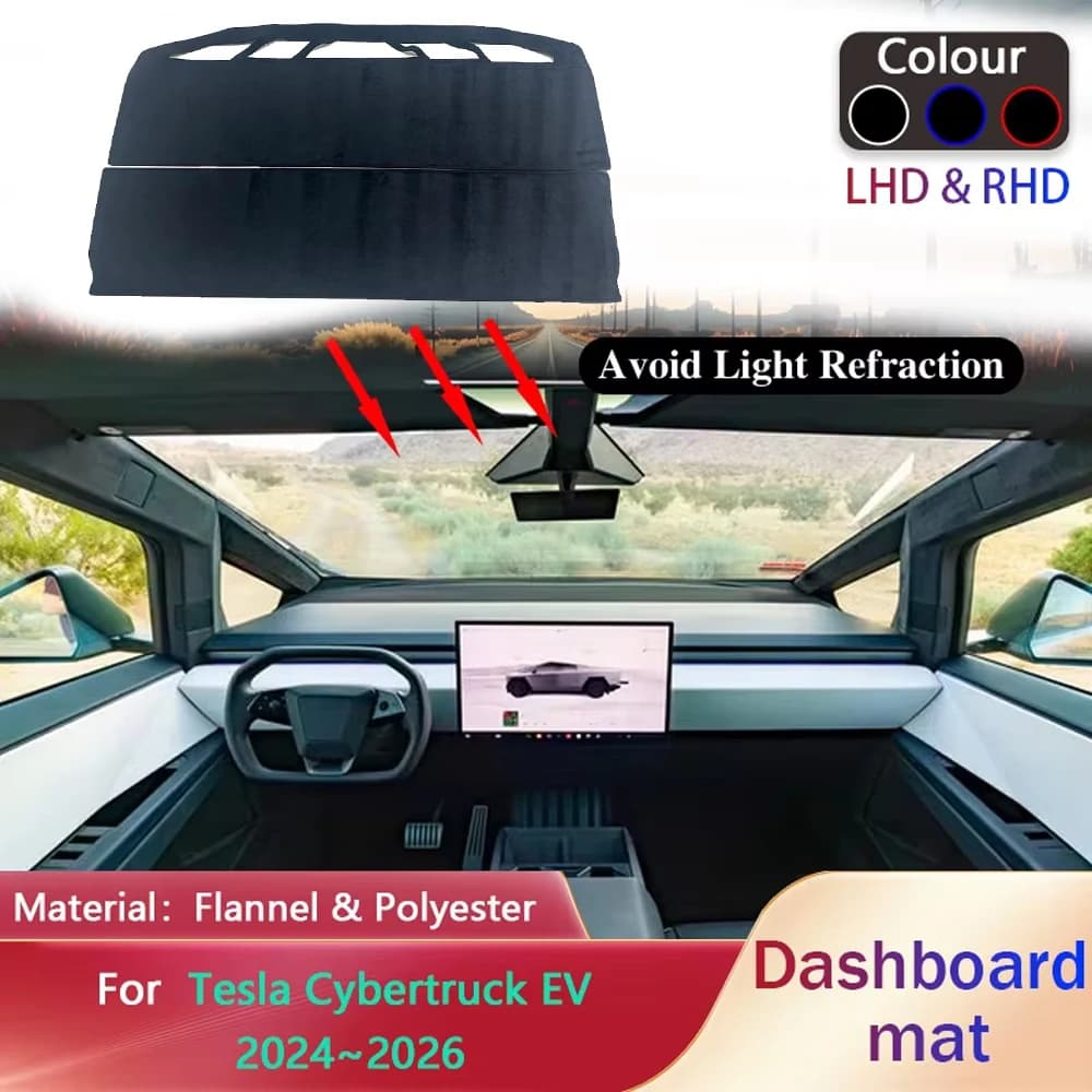 Car Dashboard Cover Pad for Tesla Cybertruck EV 2024 ~ 2026 Anti-Slip Lining Zerbino Parasol Dash Zerbino Carpet Patr Pad Accessories