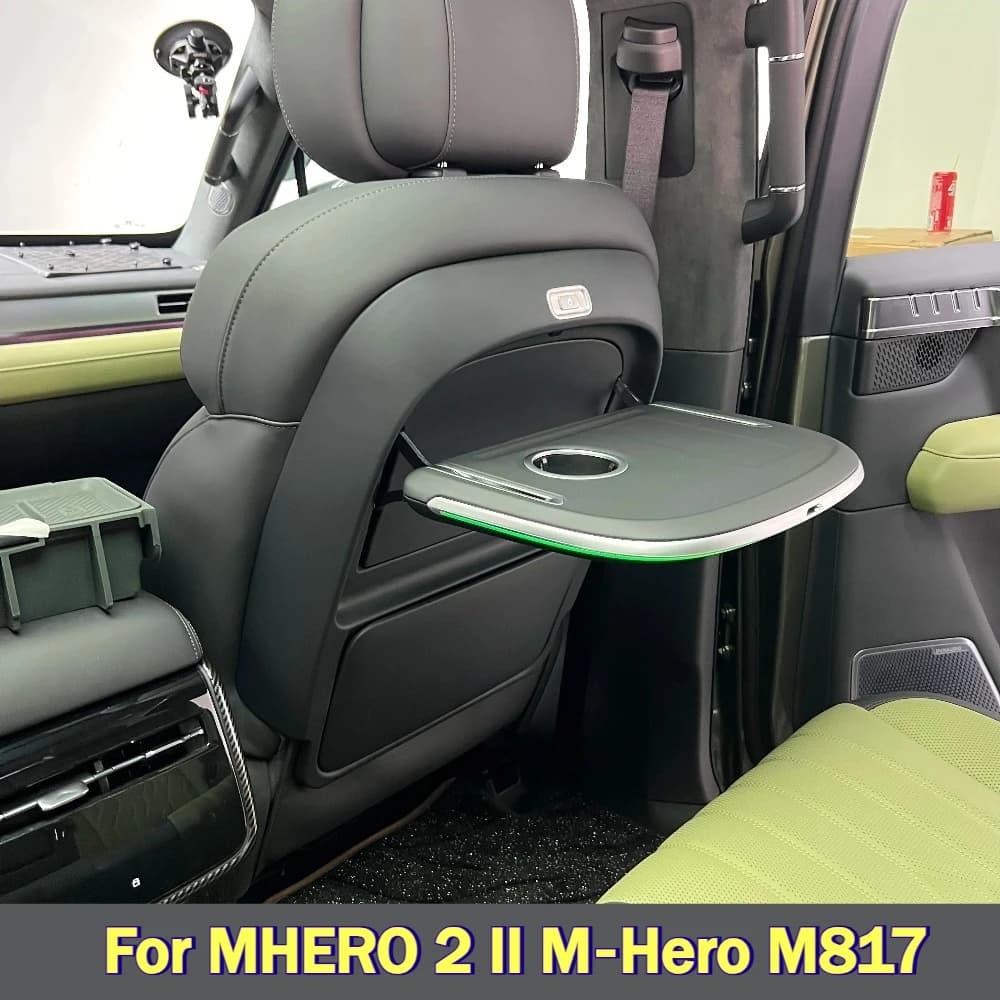 Tavolino Pieghevole per Sedile Auto MHERO 2 II M‑Hero M817 con Luce Ambientale LED e Caricatore Wireless