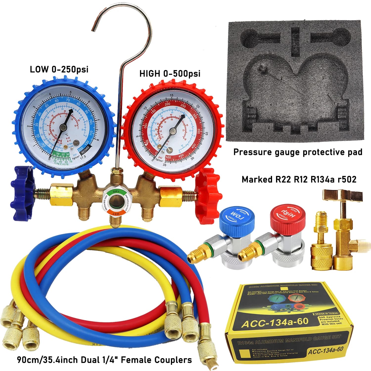 R134a R22 R12 R502 Set misuratore collettore refrigerante Set misuratore collettore AC Set misuratore diagnostico refrigerante Strumento aria condizionata