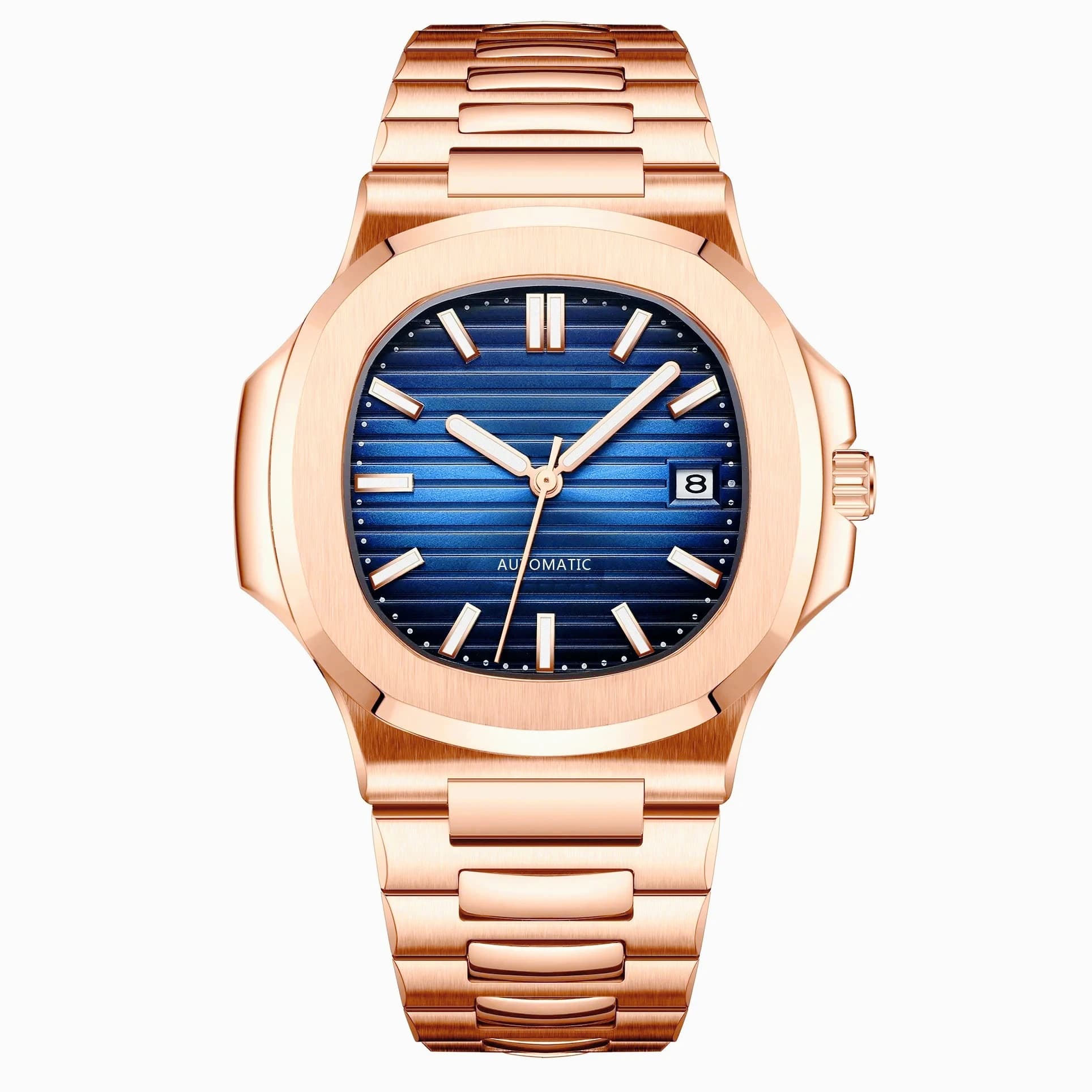 904L Stainless Steel case, for Men Watch Mechanical Automatic Movement, Rose Gold Black Blue Luminous Sapphire Glass