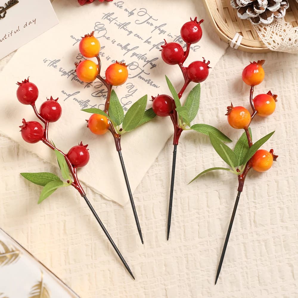 18 cm Orange Red Berry Coppers Fake Plant Christmas Tree Decoration for Home Christmas Decoration 2026 Holiday Supplies Navidad