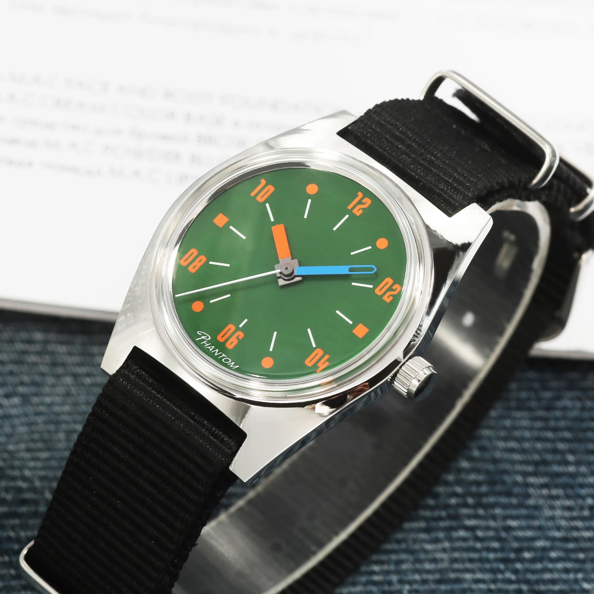 PHANTOM 36MM Hand-Wind Mechanical Watch 7120 Waterproof Bauhaus Design Watch for Men wholesale
