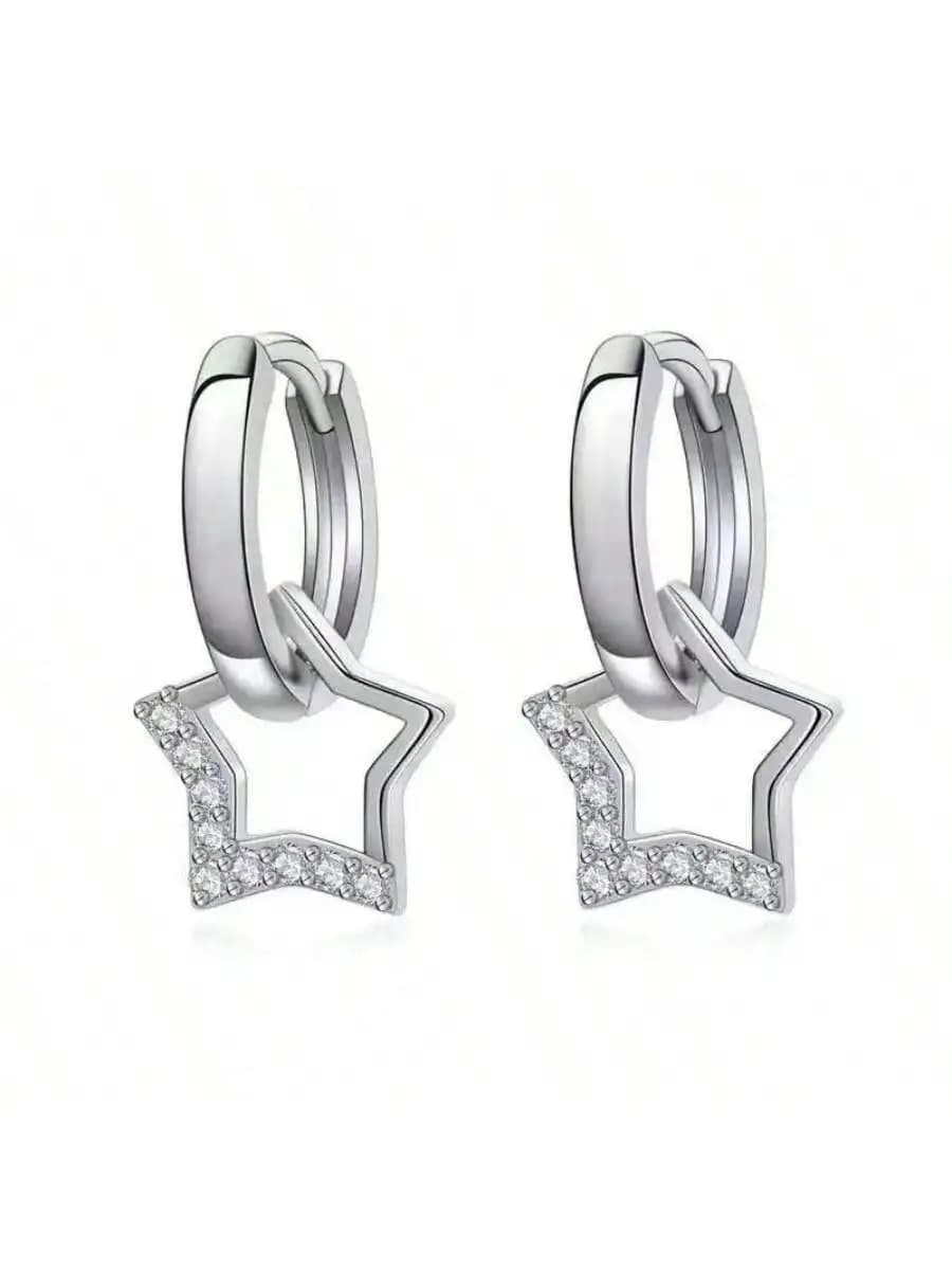 Delicati orecchini a cerchio a forma di stella con zirconi per donna, gioielli minimalisti alla moda per feste