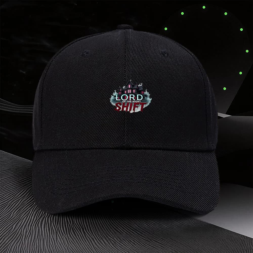 Adjustable Dark Beanie with "Lord of The Night Shift" Printed Pattern, Men And Women'S Outdoor Sports Style, Suitable for Holida
