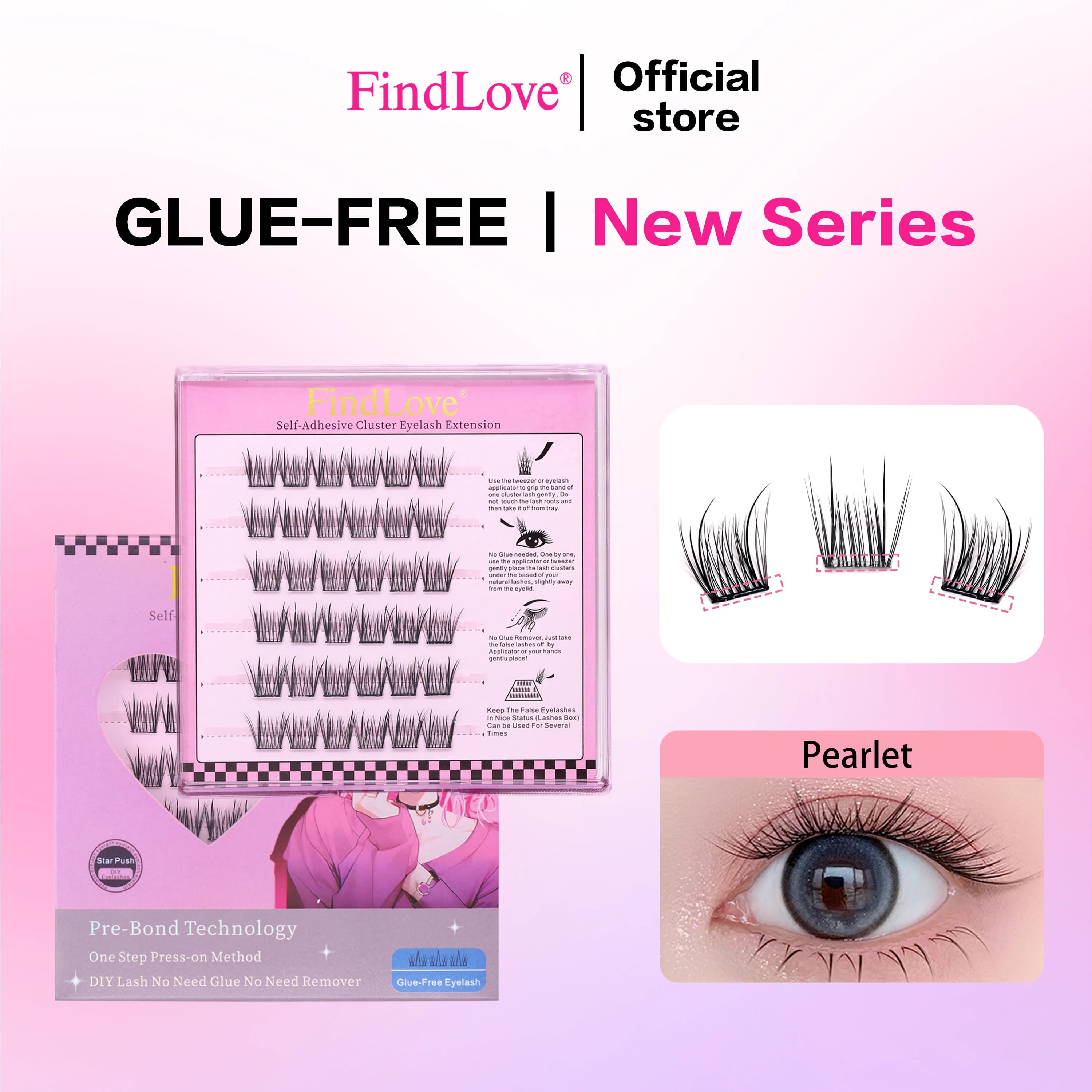 36 Cluster Finte Pearllet, Lengths and Masses, 6 Files, Self-adhesive, For Extension Fa-your Eyelashes, Quick Makeup for Women, Reusable and Easy to Apply