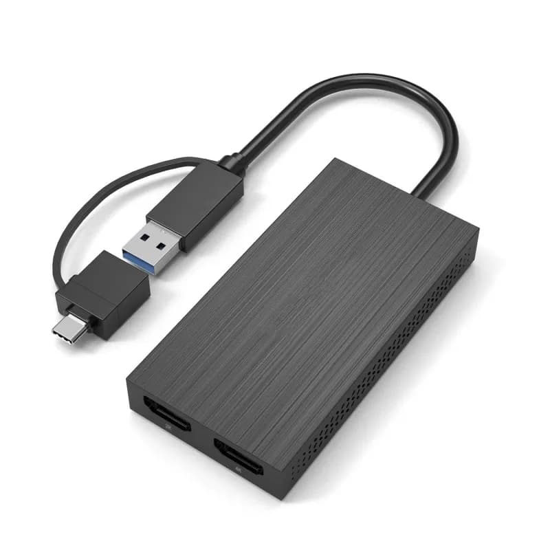 Adattatore grafico USB 3.1/USB C a doppio HDMI Doppia uscita display 2K/4K a 60Hz Porte da tipo C a HDMI per Windows/MAC M1 M2 M3