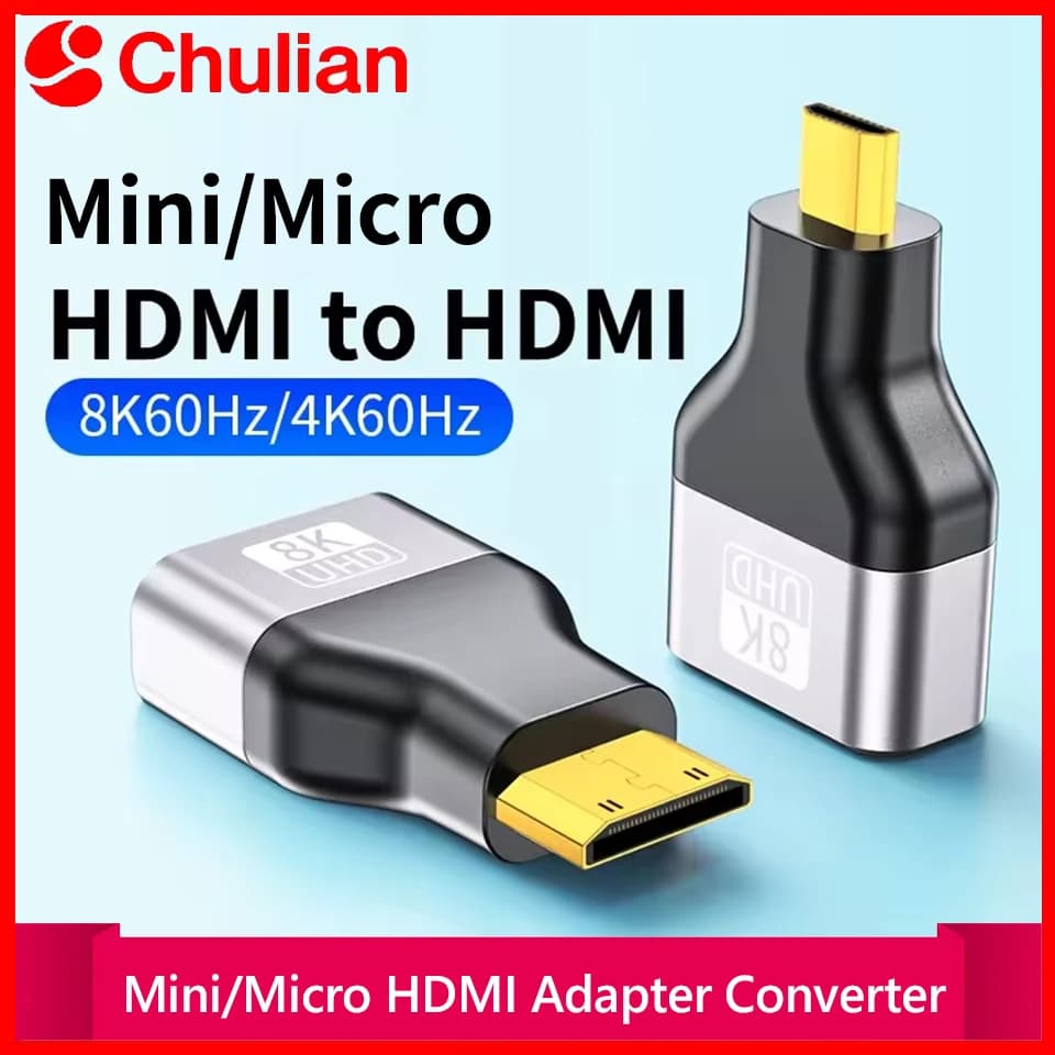 Adattatore Convertitore Mini Micro HDMI Maschio a HDMI 2.1 Femmina 8K@60Hz per Fotocamera Tablet Laptop HDTV Monitor