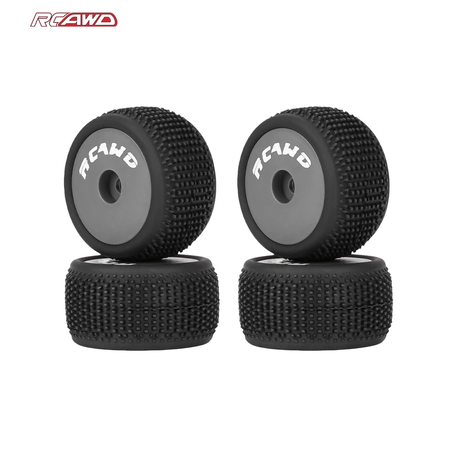 RCAWD Pre-Collato 4 Pezzi Pneumatici Ruota per 1/28 Losi Micro-T LOS-1392T1 LOS-1392T2 LOS-1392 Pneumatico 7mm Esagonale Mozzo Chiuso Parte di Aggiornamento