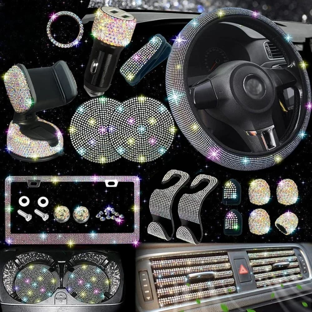 Supporto per cellulare 2026 Diamond per auto, supporto da tavolo flessibile rosa, accessori bling per interni auto da donna