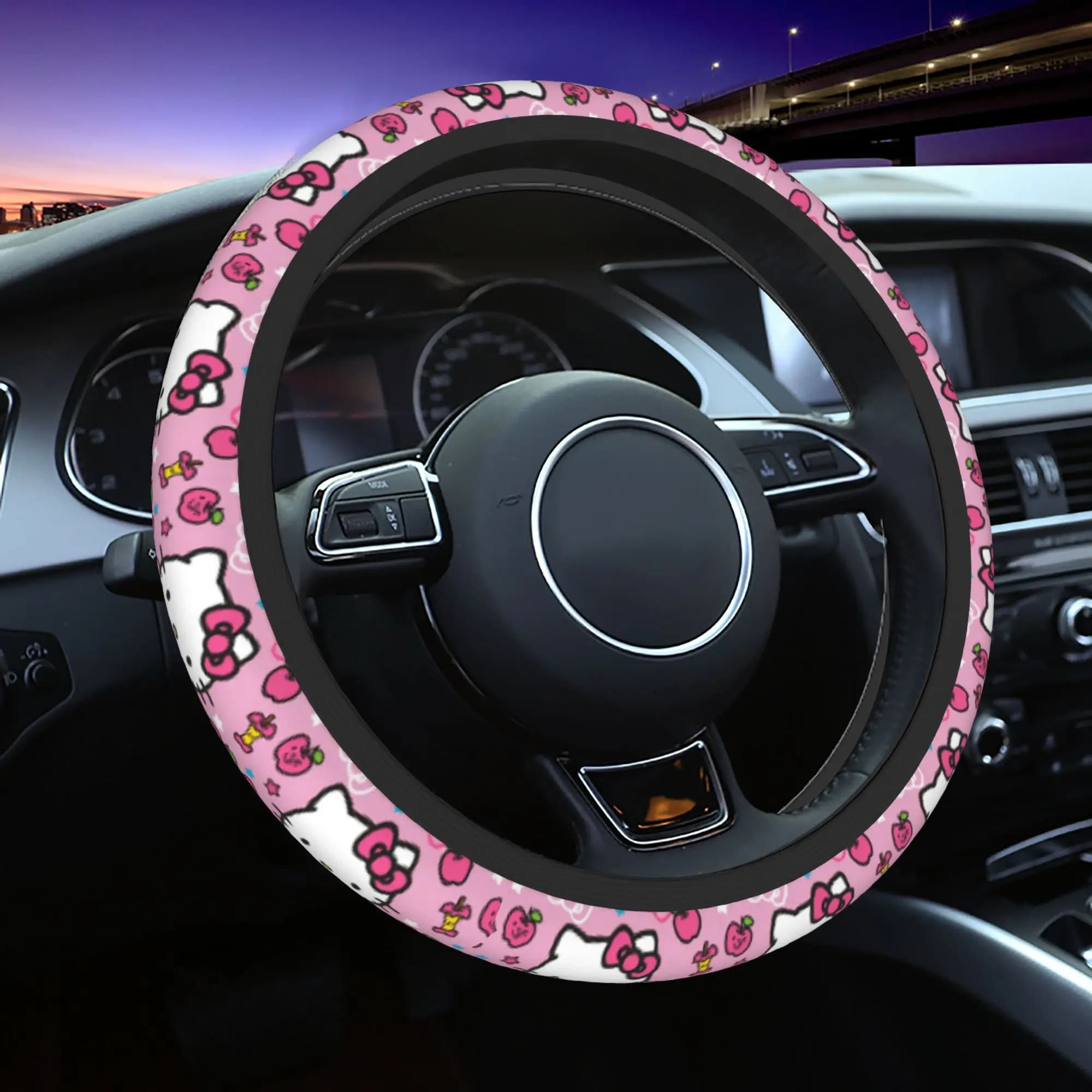 Hello Kitty Pink, 38cm, Soft Steering Wheel, Colorful Auto Accessories