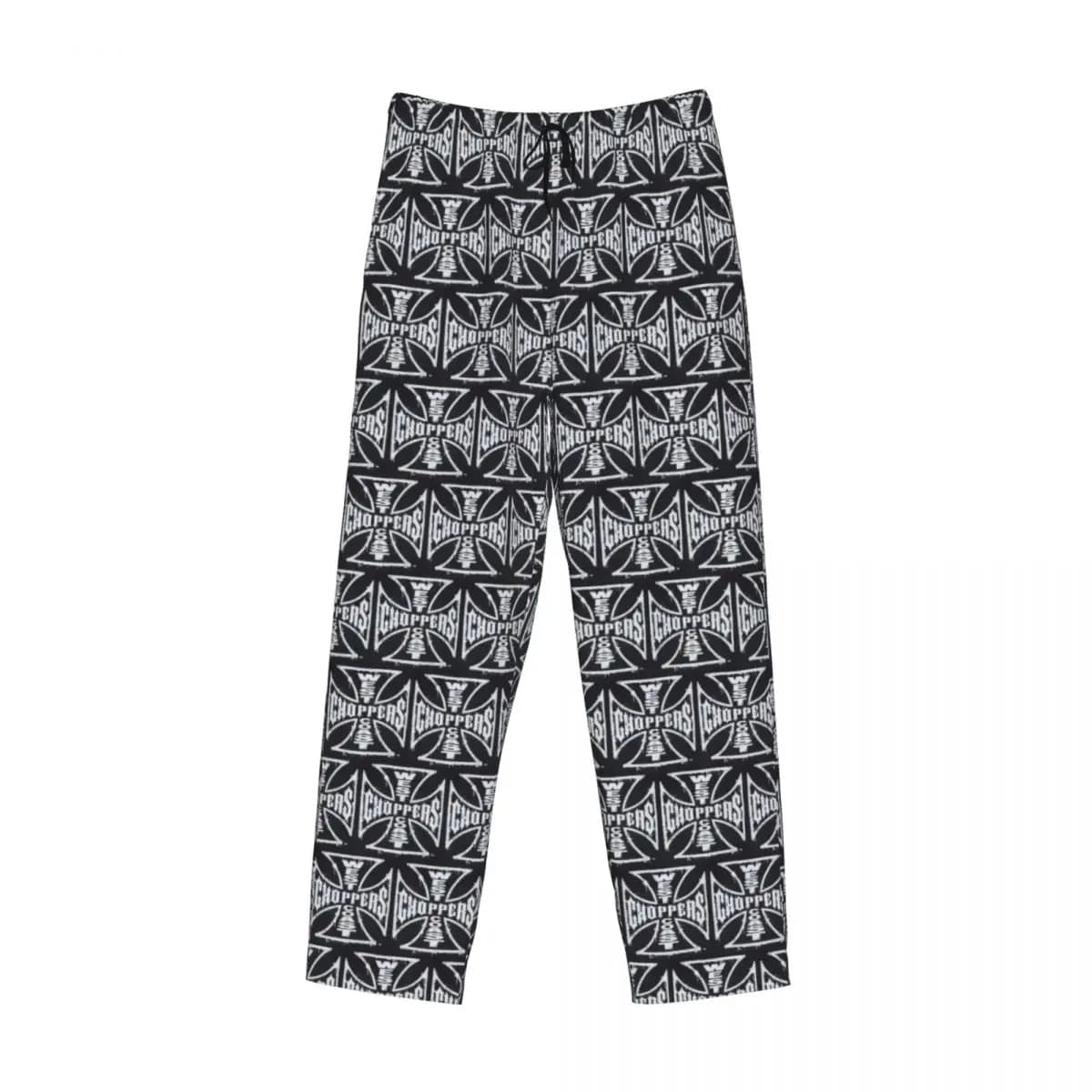 Pantaloni da pigiama personalizzati West Coast Iron Cross Choppers da uomo, pigiami, pantaloni da notte con tasche