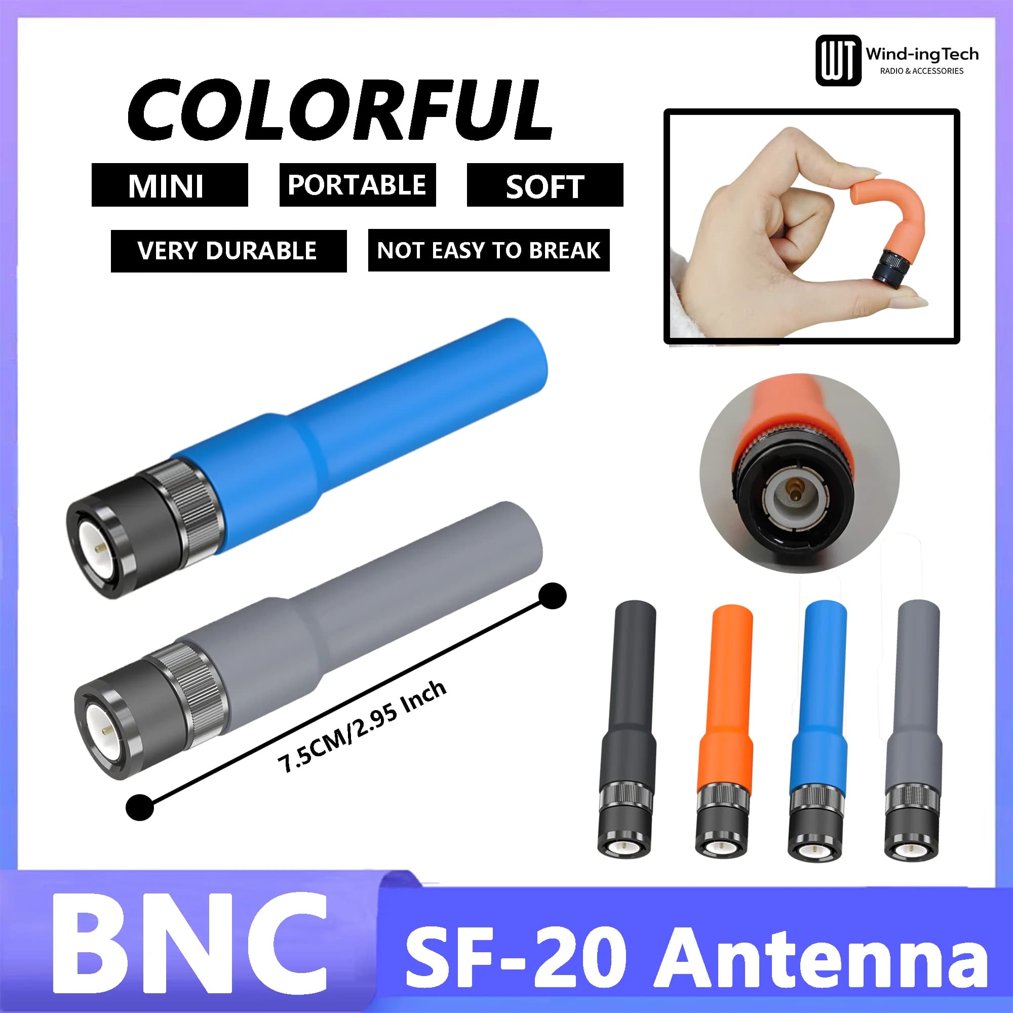 SF-20 Soft Short Antena VHF UHF Mini Colorful BNC Compatible With Motorola CP500 Kenwood IC-V82 Wilson Walkie Talkie Accessory