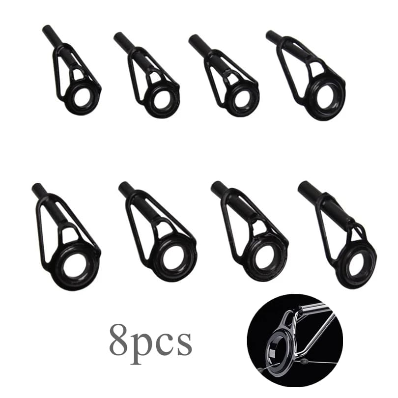 8 pz/lotto 8 Formati In Acciaio Inox e Ceramica Richiamo Canna Da Pesca Guide Cerchio, Dimensioni Miste Canna Da Pesca Anelli Kit di Riparazione