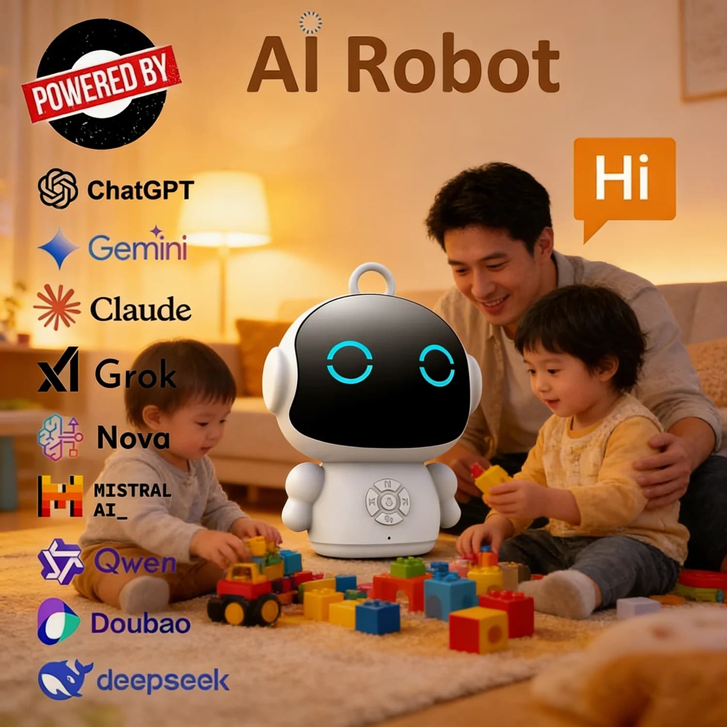 Robot AI Intelligente con WiFi per l'Educazione Precoce dei Bambini, Giocattolo Educativo con Riconoscimento Vocale e Interazione Vocale