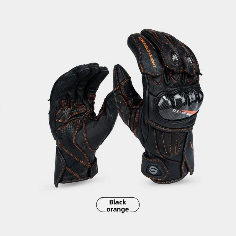 Winter Motorcycle Gloves Carbon Fiber Protective Waterproof Fleece Touchscreen Anti-Slip Goatskin Riding Gloves Men Women Padded