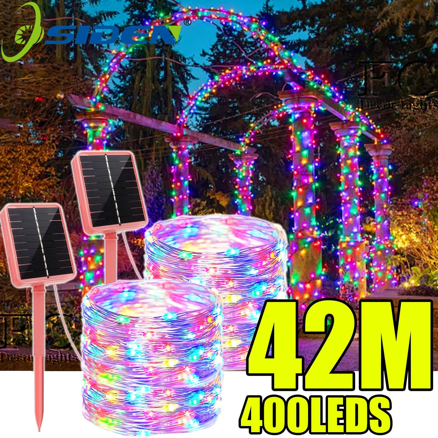 Luci a stringa solari Luci in filo di rame impermeabili per esterni 8 modalità di illuminazione Decorazioni per la casa per feste di compleanno Luce fata scintillante per matrimoni