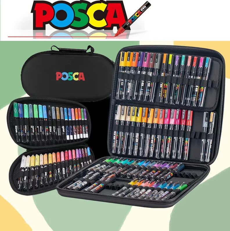 Pennarelli Uni Posca 24/36 colori, penna per pittura acrilica con custodia Posca Forniture artistiche di cancelleria giapponese per dipingere graffiti
