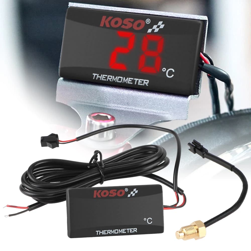 Termometro per Moto con Indicatore Rosso e Blu, Sensore di Temperatura per Serbatoio Acqua, Retrofit 12V 0~120 ° Monitor C