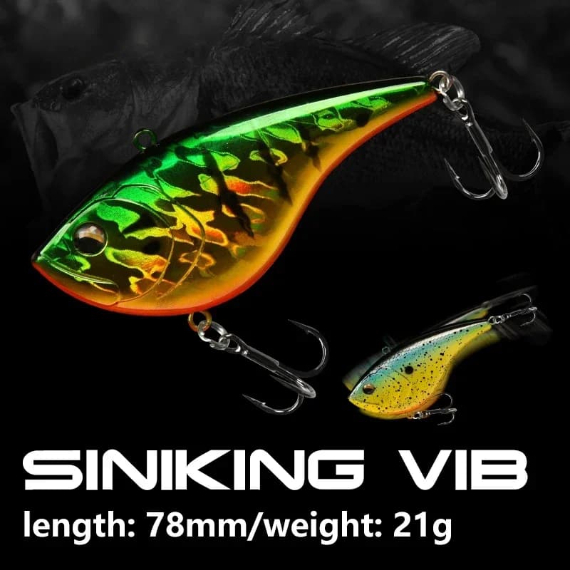 21g/78mm VIB Richiamo di Pesca Esche Dure Artificiali 80S Rumore VIB Richiamo Con Ami Alti Lungo Lancio Per Spigola