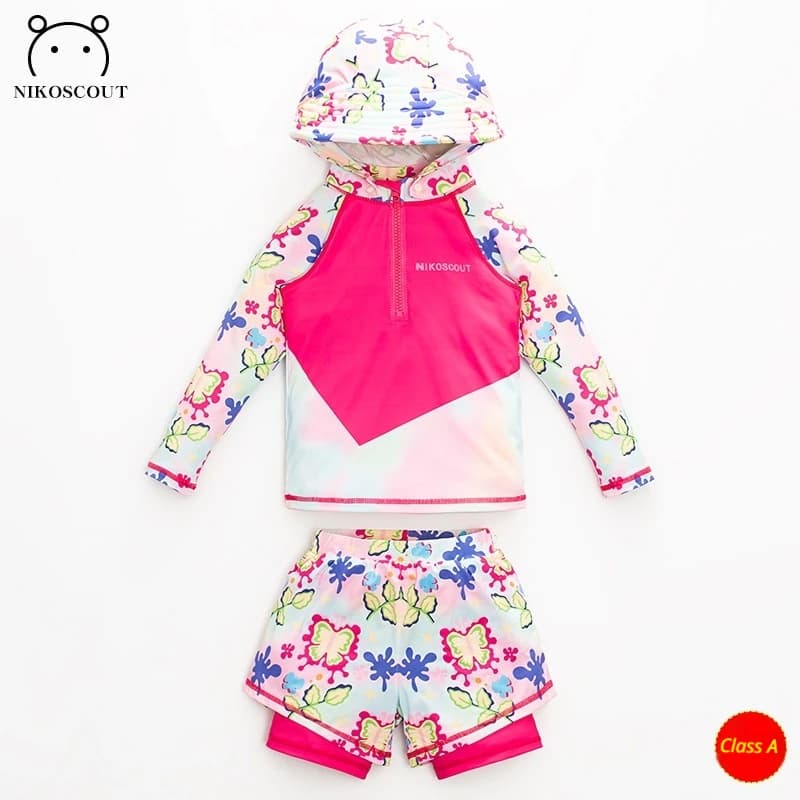 Swimsuit for girls, sun protection, long sleeves, split body, medium and large children, quick drying swimsuit, beach swimsuit