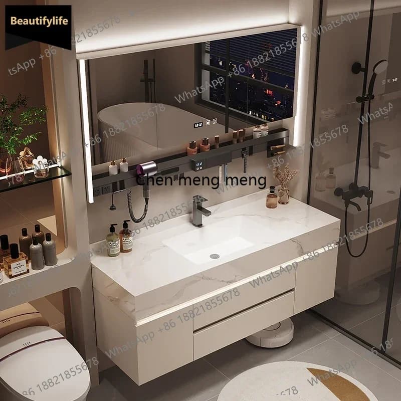 B567 Armadietto da Bagno con Specchio e Ripiani, Organizzatore per Bagno, Accessori per Toilette, Mobile Lusso per Arredamento Casa