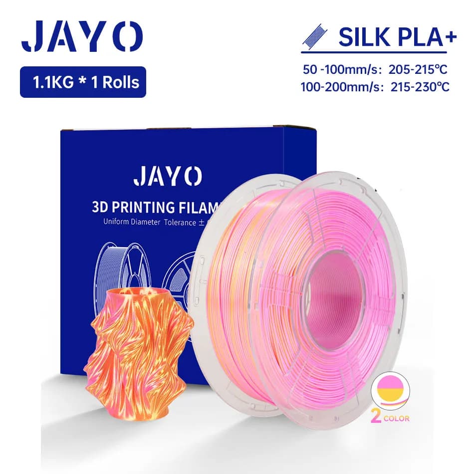 3D Printer Filament JAYO Tri-Colors SILK PLA 1,75 mm Construction PLA + multicoloured filament as double rainbow color PLA 1,1 kg