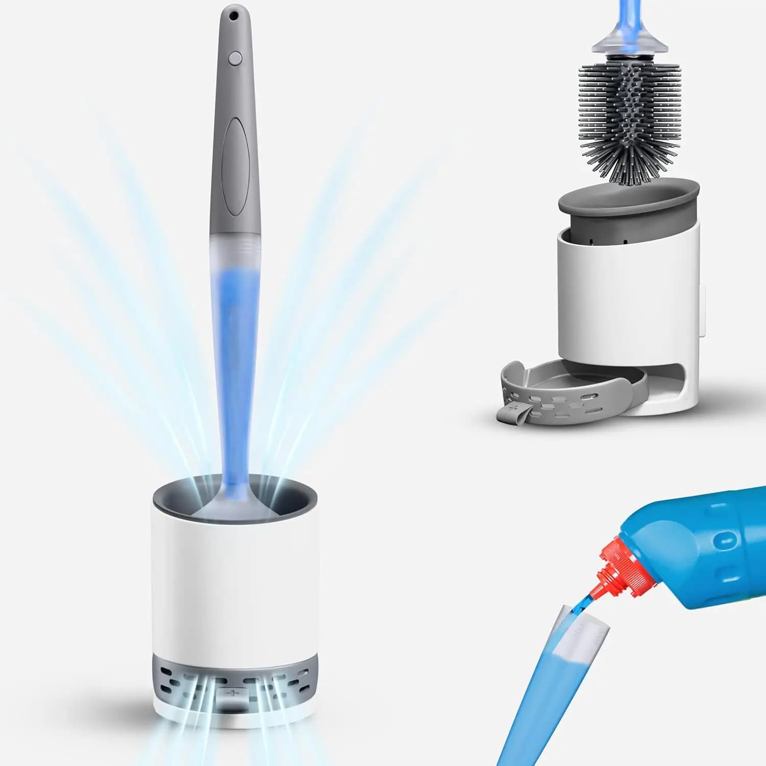 Ricaricabile Scopino per WC in silicone Montaggio a parete Set di spazzole per la pulizia della tazza del WC per Strumenti per la pulizia degli angoli Accessori per il bagno